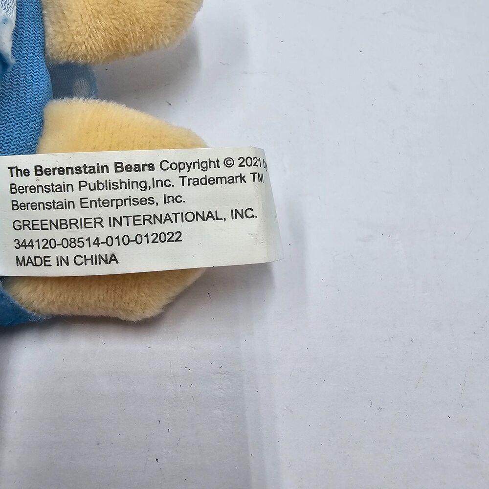 Berenstain Bears Sister Bear Plush Blue Polka Dot Nightgown Nightcap NWT Tag 9" - Picture 7 of 9